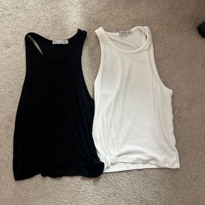 Stradivarius Black and White Sleeveless Tops